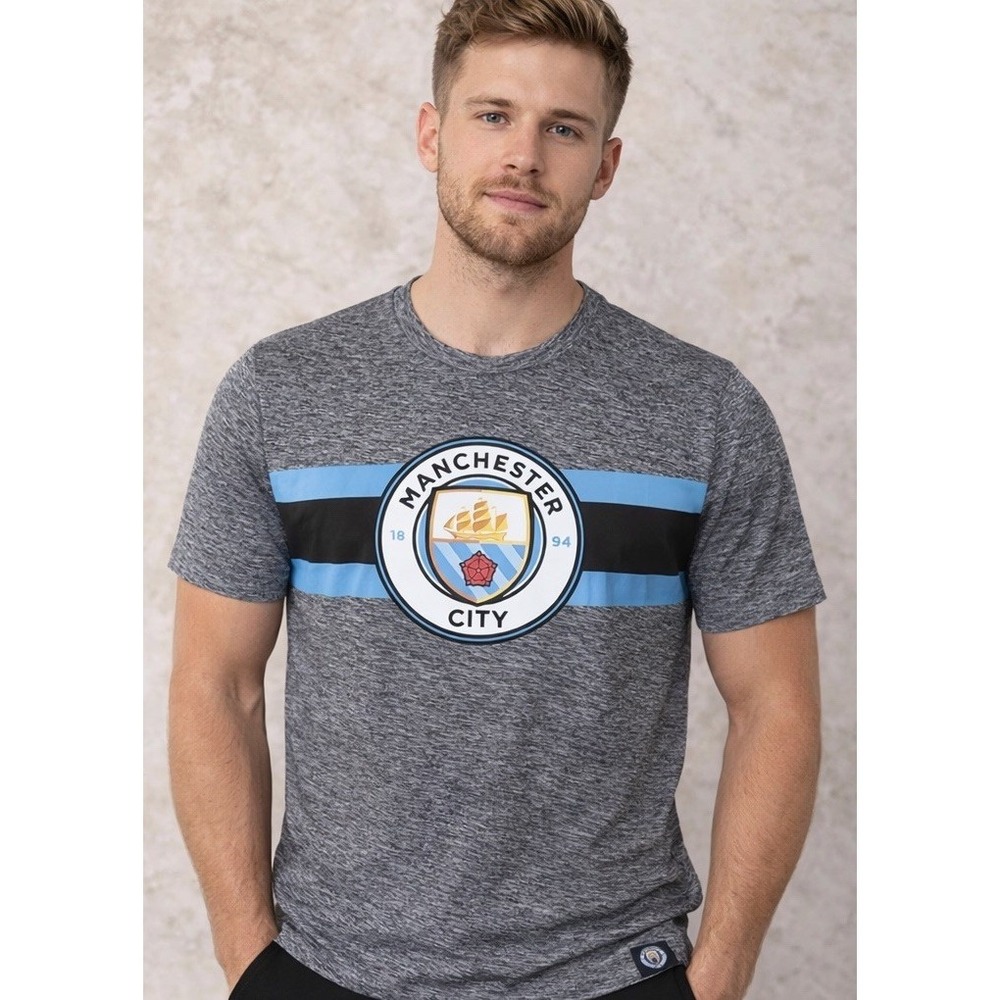 Manchester City FC Soccer Training Shirt Mens Small Gray Performance Tee